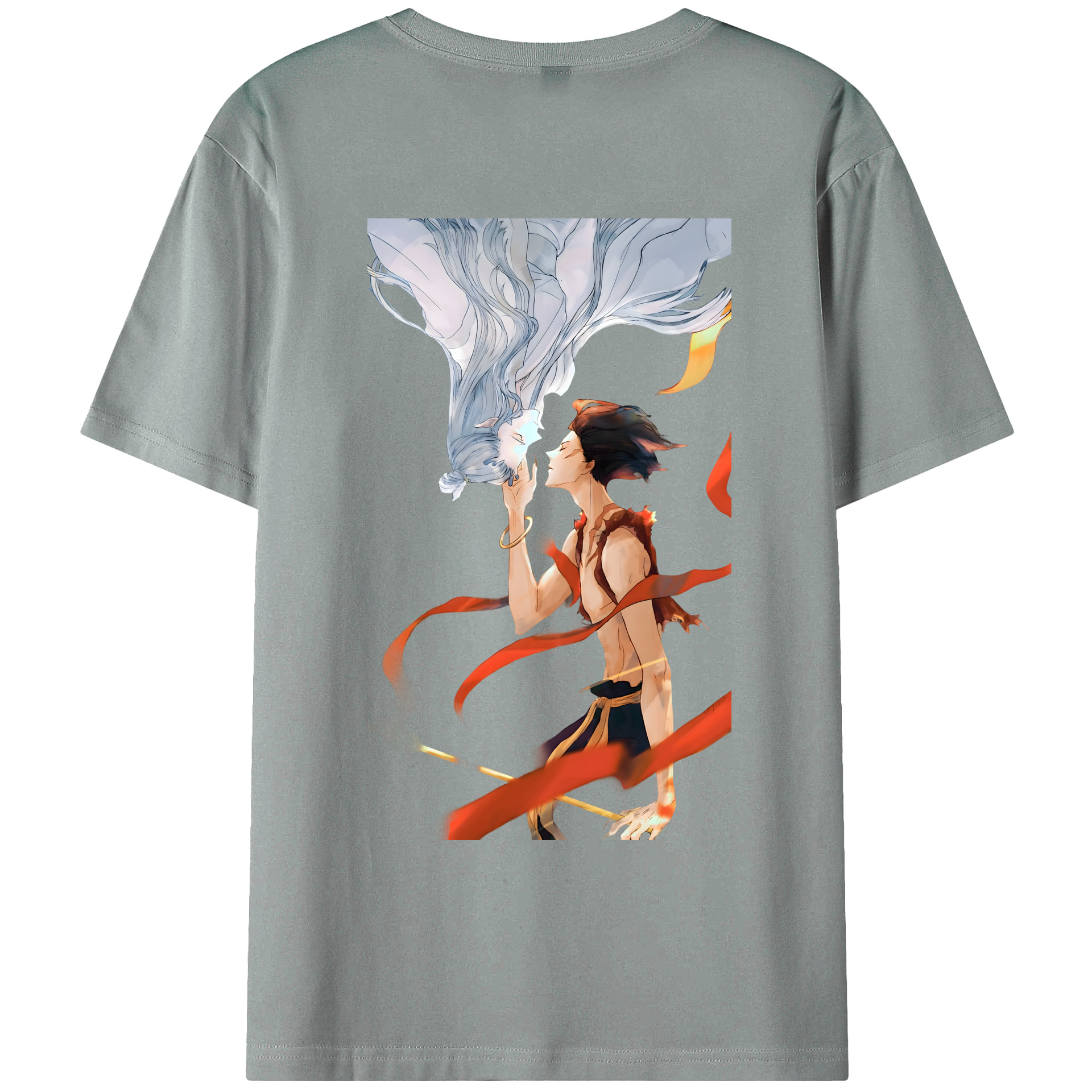 （画像用） Ne Zha 2 ナタ 魔童の大暴れ 綿100％ メンズ半袖Tシャツ（バックプリント） 通気性